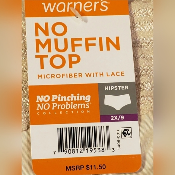 Warner's NO MUFFIN TOP Lace Hipster Panty INVERSE ANIMAL 5609J Sz 9/2XL. NWT - Picture 5 of 8